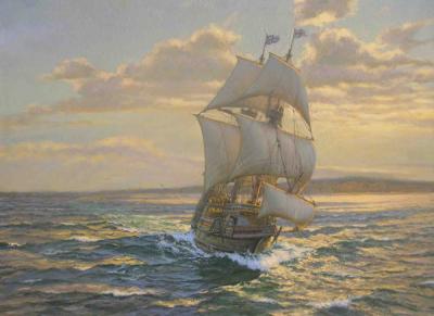 " The "Mayflower" approaching Cape Cod, November 1620."