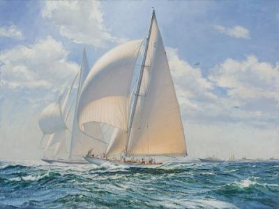 Rainbow defending the America's Cup against Endeavour I, race 1, September 17, 1934.