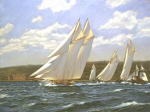 "Magic" leads "America" and "Cambria" past Fort Wadsworth, America's Cup, August 8th,1870.
